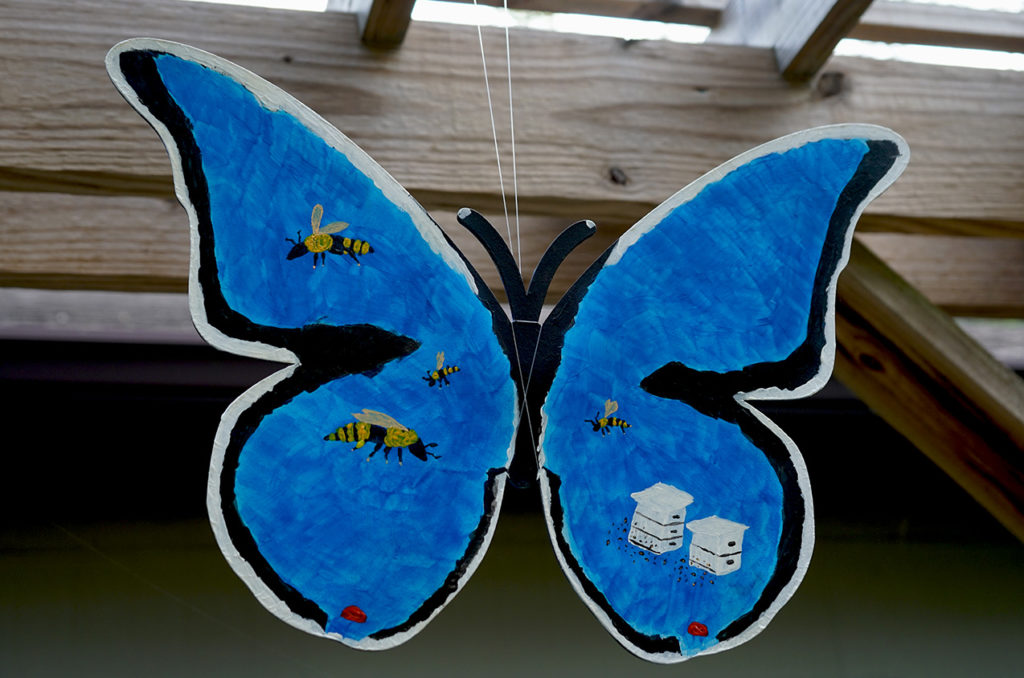 Decorated wooden butterfly